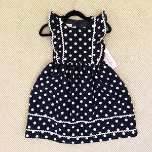 NWT Bonnie Jean Navy Polka Dot Dress (5T)